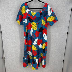 Island Vibrations Womens VTG Floral Hawaiian MuuMuu Dress Size L Multicolor SS